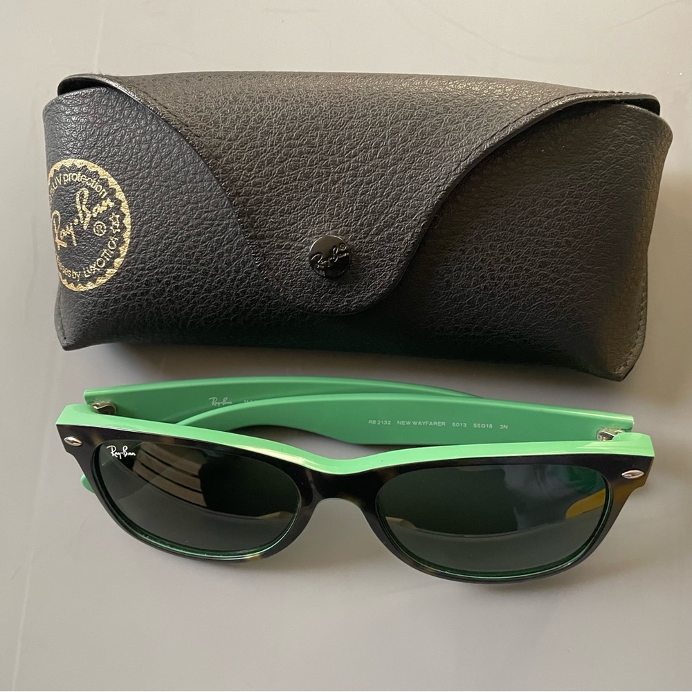 Ray-Ban Tortoise Shell Sunglasses with Green